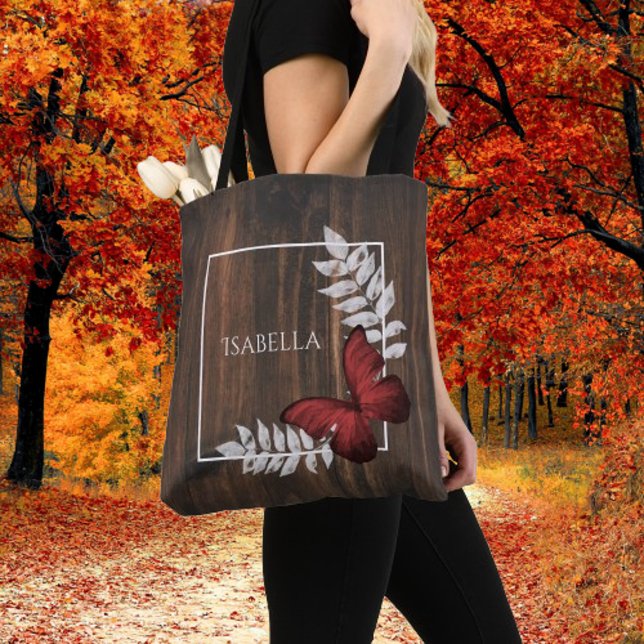 Rustikaler Rotschmetterling Personalisiert Totbeut Tasche (Rustic Red Butterfly Personalized Tote Bag)