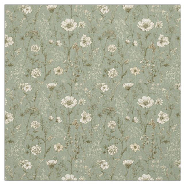 Rustikaler Salbei-Grün-Botanischer-Kühner-Vintage- Stoff (Muster)