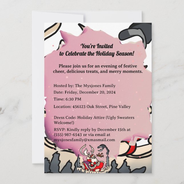 Rustikaler Santa in Sleigh mit Lattern Einladung (Vorderseite)