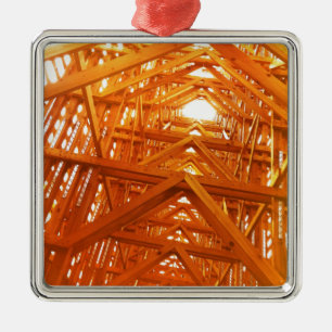 Rustikaler Scheunen-Holz-Bau Silbernes Ornament