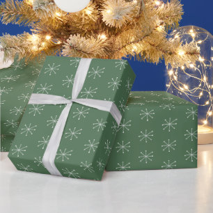 Rustikaler Schnee auf Grün Geschenkpapier