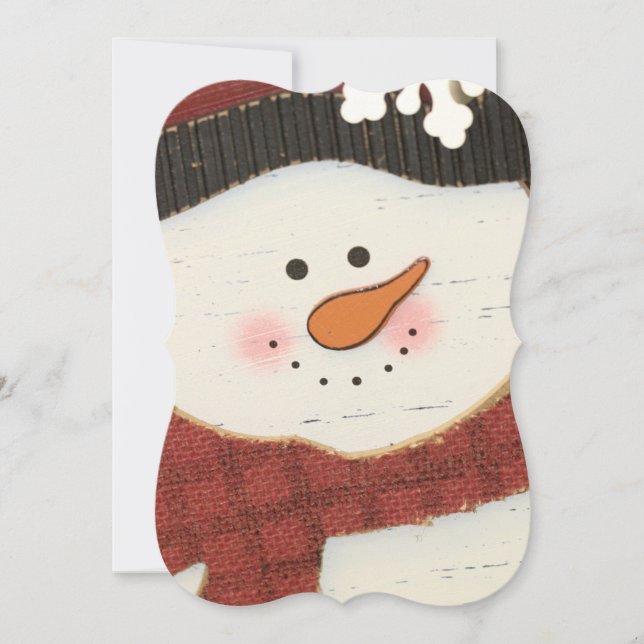 Rustikaler Schneemann Einladung (Vorderseite)