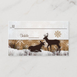Rustikaler Schoß, Schneeflocken & Hirschhochzeit P Platzkarte