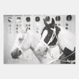 Rustikaler Schwarz-Weiß-Western Geschenkpapier Set