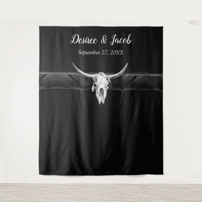 Rustikaler Schwarz-Weiß-Western Wandteppich (Vorderseite)