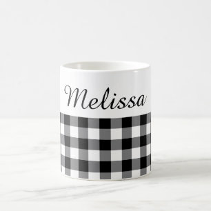 Rustikaler, schwarz-weißer Buffalo-Karierter Indi Kaffeetasse