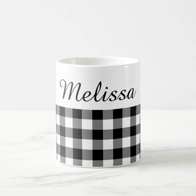 Rustikaler, schwarz-weißer Buffalo-Karierter Indiv Kaffeetasse (Mittel)