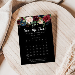 Rustikaler Schwarzer Botanischer Save the Date-Kal Date