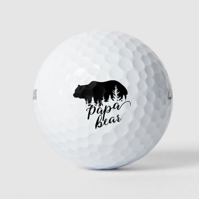 Rustikaler schwarzer Papa Bär & Evergreen Trees Golfball (Vorderseite)