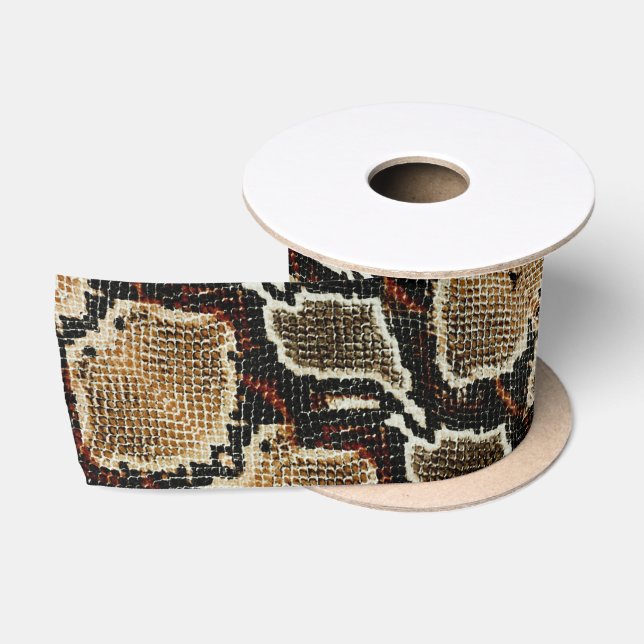 Rustikaler Schwarzer Pythonschlangen-Druck Satinband (Spule)