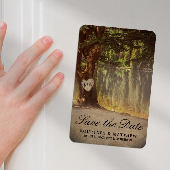 Rustikaler See Baum Save-the-Date Magnet (Von Creator hochgeladen)