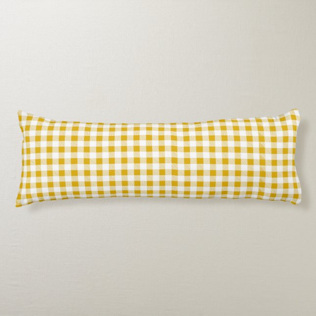 Rustikaler Senf Yellow Gingham Kariert Seitenschläferkissen (Vorderseite)