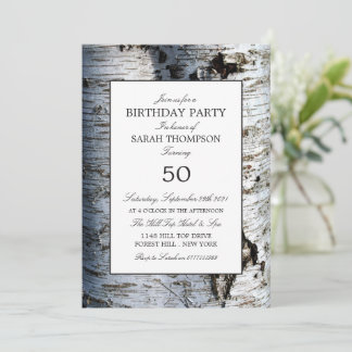 Rustikaler Silberbaum, Geburtstag Einladung