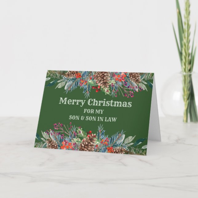 Rustikaler Sohn & Sohn im Gesetz frohe Weihnachten Karte (Vorderseite)