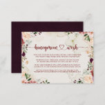 Rustikaler Sommer Floral Calligraphy Honeymoon Wis Begleitkarte<br><div class="desc">Diese rustikale Sommerkalligrafie Flitterwochen Wunschzettel ist perfekt für eine einfache Hochzeit. Die Blume sind bordeauxrot,  rosa und rot,  das Wasser ist mit grünen Blätter in einem bräunlichen Hintergrund.</div>