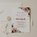 Rustikaler Sommer-Floral Kalligraphie Bat Mitzvah Einladung<br><div class="desc">Diese rustikale Sommer florale Kalligraphie Fledermaus mitzvah Einladung ist perfekt für eine moderne Fledermaus Mitzvah. Die Blume sind bordeauxrot,  rosa und rot,  das Wasser ist mit grünen Blätter in einem bräunlichen Hintergrund.</div>