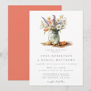 Rustikaler Sommer Floral Mason Jar Wedding Einladung