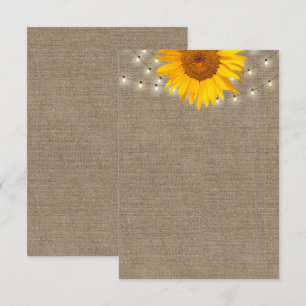 Rustikaler Sonnenblumen- und Lichterketten-Jute-Hi Einladung