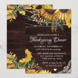 Rustikaler Sonnenblumen- und Strandlicht-Erntedank Einladung