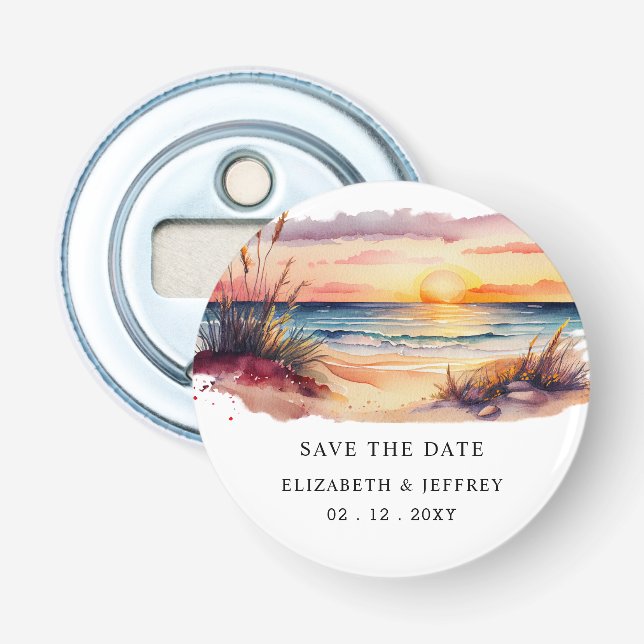 Rustikaler Sonnenuntergang rettet das Date Magnet Flaschenöffner (Vorderseite)