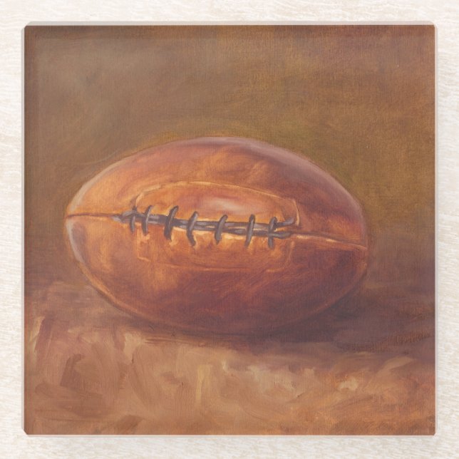 Rustikaler Sport | Fußball Glasuntersetzer (Vorderseite)