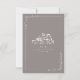 Rustikaler Stall Amethyst Gray Wedding RSVP Karte