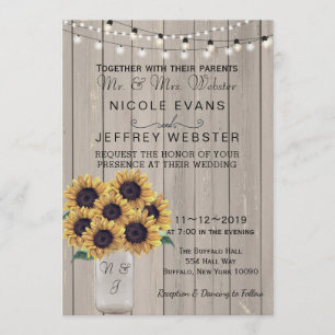Rustikaler Stall Hochzeit Sonnenblumen Mason Jar Einladung