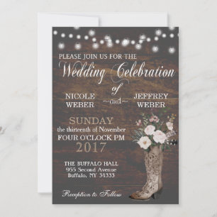 Rustikaler Stall Wedding Wood Cowboy Boots Einladu Einladung