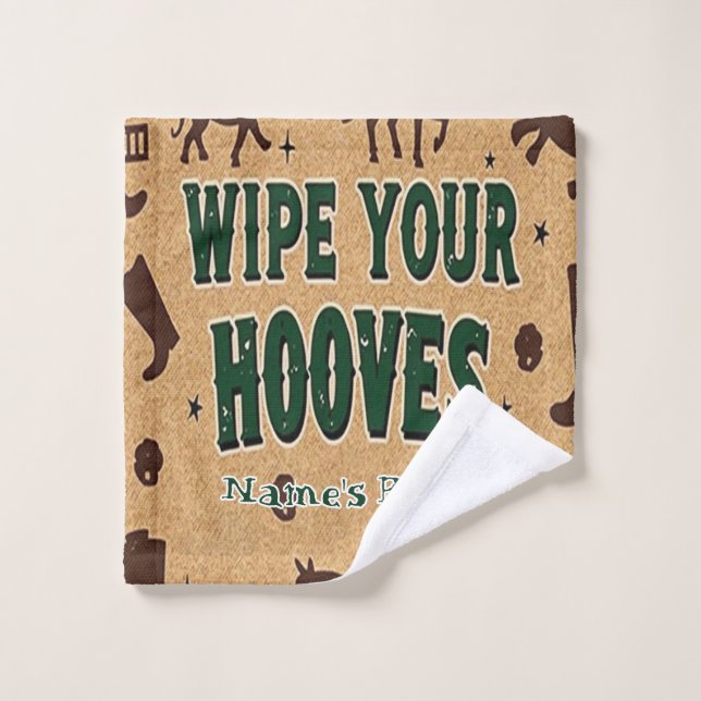 Rustikaler Stall Willkommen mit Individuelle Name Badhandtuch Set (Waschlappen)