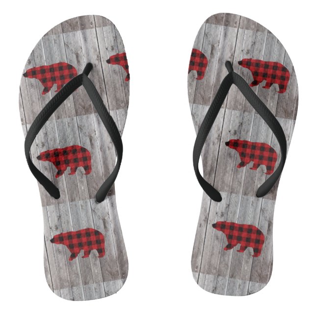 rustikaler Stallholz Weihnachten Roter Büffel kari Flip Flops (Fußbett)