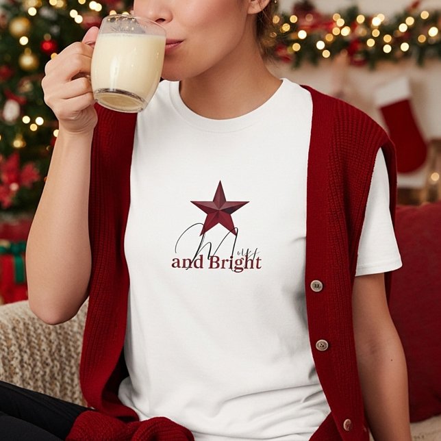 Rustikaler Stern Merry & Bright T-Shirt (Von Creator hochgeladen)