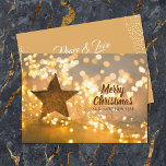 Rustikaler Stern und Weihnachtslicht Feiertagskarte<br><div class="desc">Schöner Strang von Weihnachtsbaumleuchten und ein großer rustikaler Stern,  mit Fröhlichen Weihnachten und Happy New Year auf der Vorderseite und Ihren Gruß und Namen auf der Rückseite. Wählen Sie Matte für schwerstes Papier und High Definition für beste Druckqualität. PASSENDE Artikel in unserer Sammlung.</div>