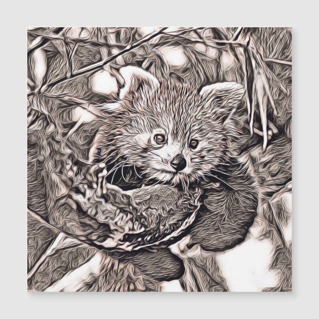 Rustikaler Stil - Red Panda Magnetkarte (Vorderseite)