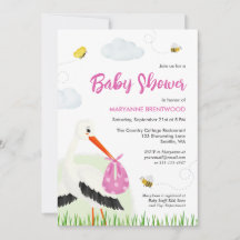 Rustikaler Storch mit Baby-Dusche für Bienen & But