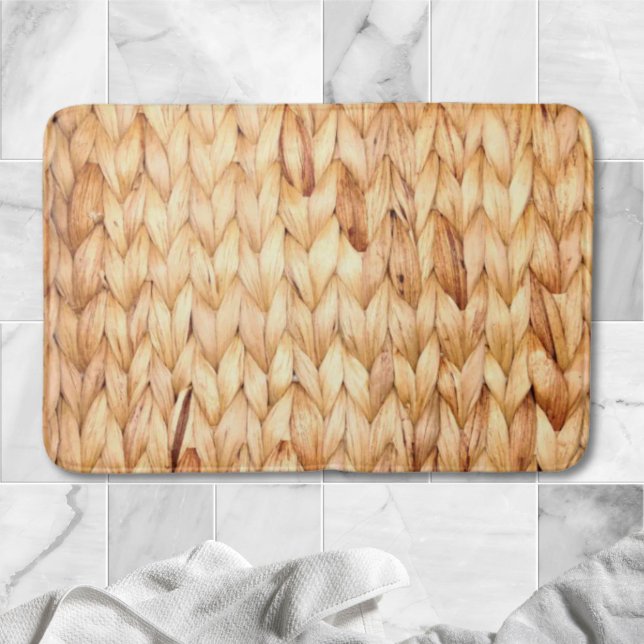 Rustikaler Strand Tropeninsel Weidengeflecht Badematte (rustic beach tropical island woven wicker bath mat)