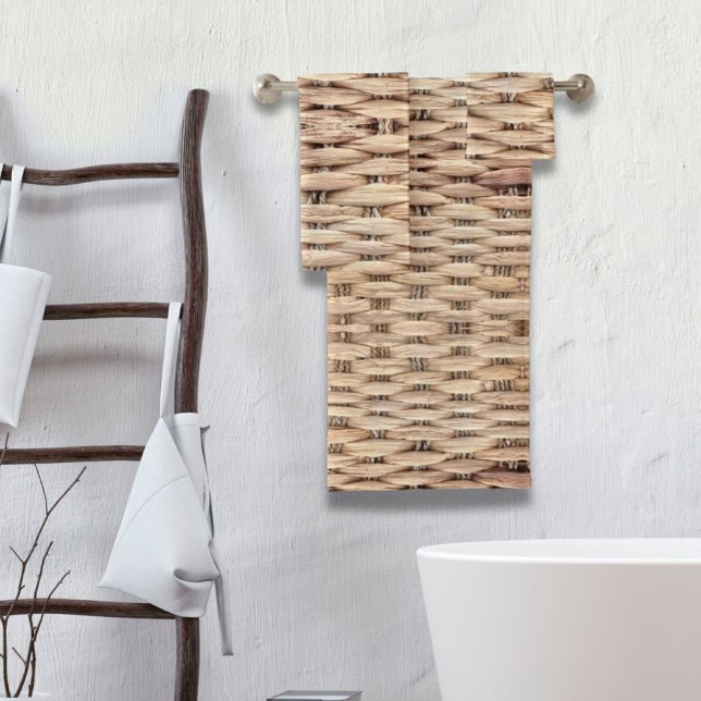 Rustikaler Strand Tropeninsel Weidengeflecht Badhandtuch Set (rustic beach tropical island woven wicker bath towel set)