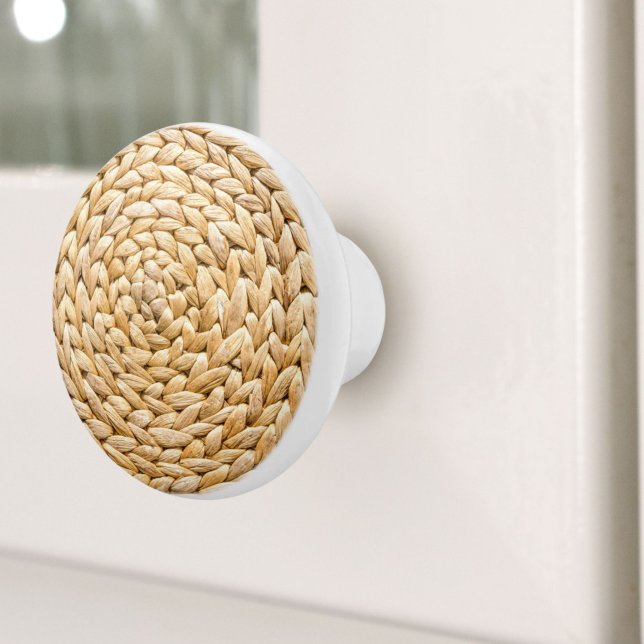 Rustikaler Strand Tropical Island Woven Wicker Keramikknauf (Rustic Beach Tropical Island Woven Wicker Ceramic Knob)