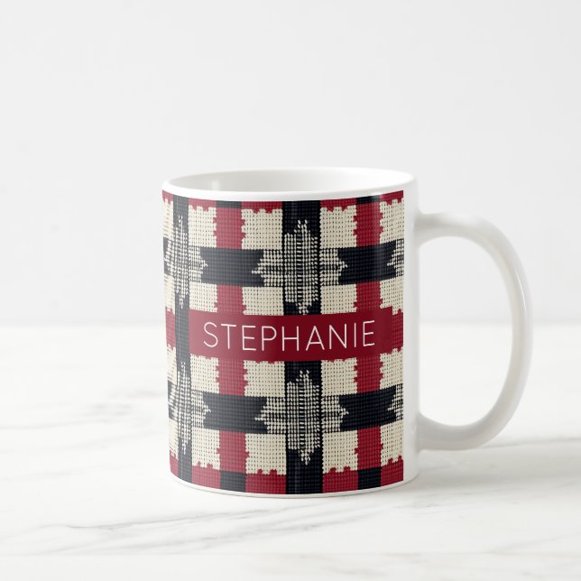 Rustikaler Strick Snowflake Kariert - Gemütlich Wi Kaffeetasse (Rechts)