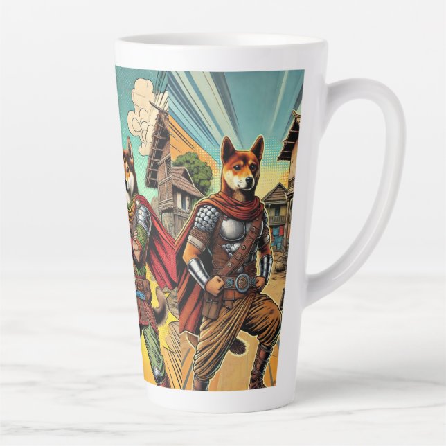 Rustikaler Superdog Latte Tasse: Der Indie-Held Milchtasse (Rechts)