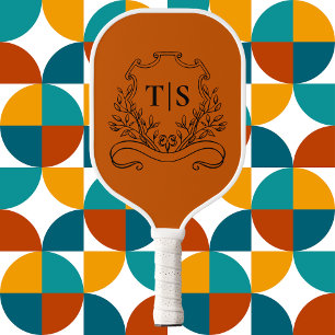Rustikaler Terrakotta-Monogramm-Anfang Klassisch Pickleball Schläger