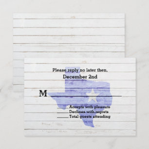 Rustikaler Texas-Staat Hochzeit RSVP-Karte Einladung