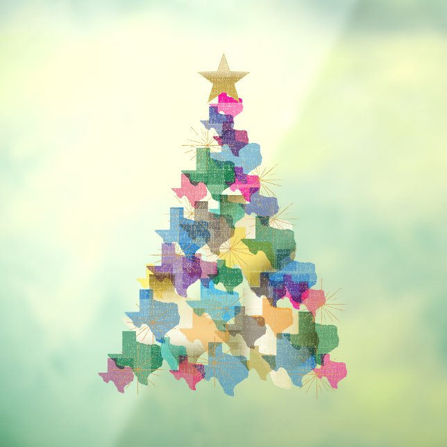 Rustikaler Texas Weihnachtsbaum Fensteraufkleber (Blatt 3)