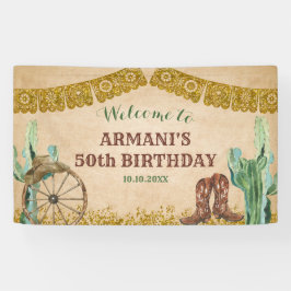 Rustikaler Texas Western Cowboy Birthday Große Ban Banner