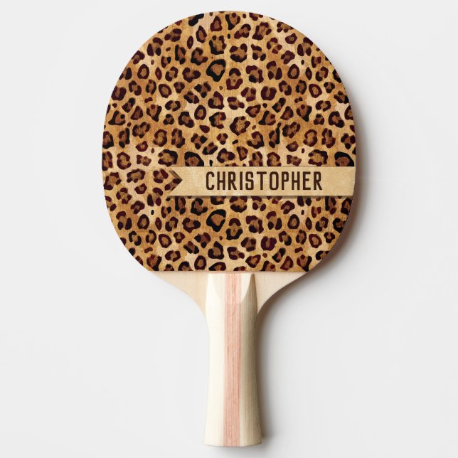 Rustikaler Textil-Leopard-Druckername Tischtennis Schläger (Vorderseite)