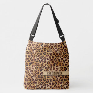 Rustikaler Textil-Leopard-Druckername Tragetaschen Mit Langen Trägern