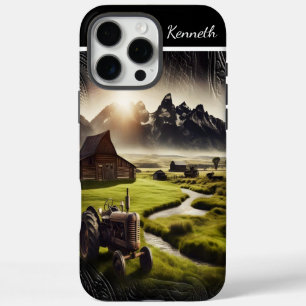 Rustikaler Traktor bei Sonnenuntergang iPhone 16 Pro Max Hülle