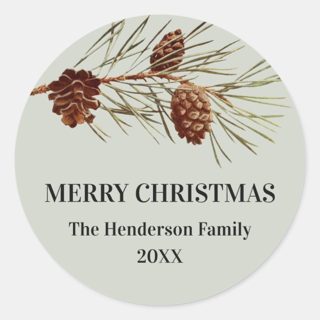 Rustikaler Urlaub Pinecone Umschlag Aufkleber (Vorderseite)