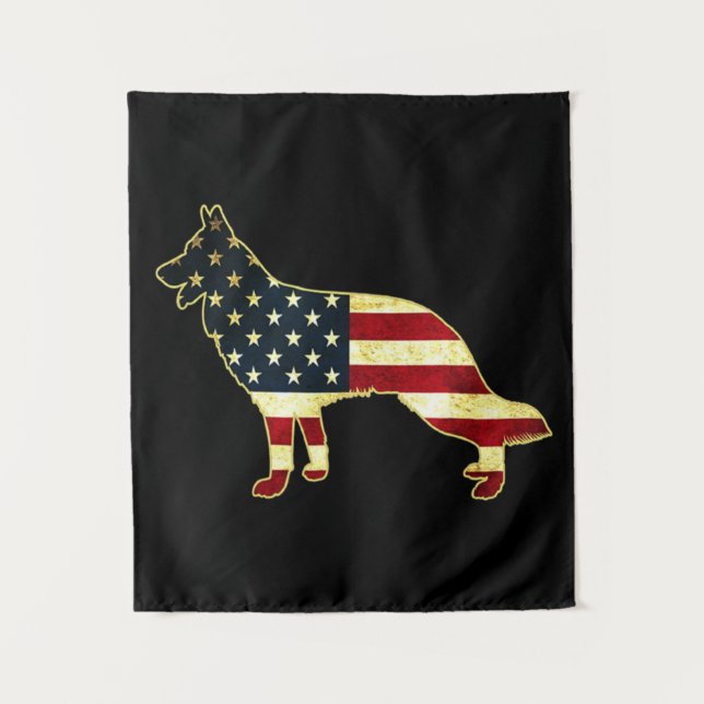 Rustikaler US-Flaggendeutscher Hirte Wandteppich (Vorderseite)