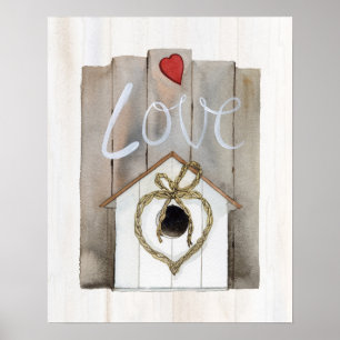 Rustikaler ValentinsgrußBirdhouse Poster
