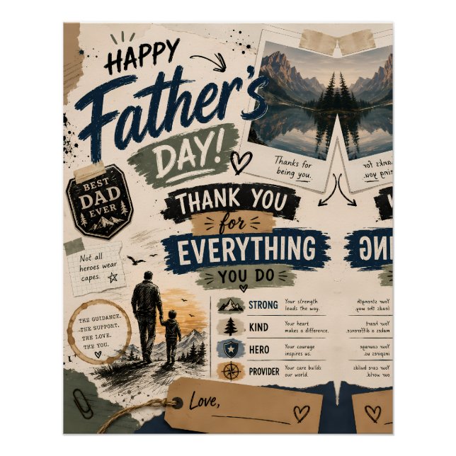 Rustikaler Vater-Tag-Erinnerungsposter-Druck Poster (Vorderseite)